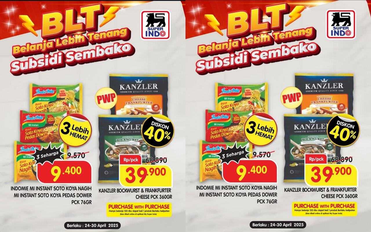 BURUAN! Diskon 40% Sosis Kanzler dan Indomie Hemat di Promo BLT Superindo Periode 24-30 April 2025!