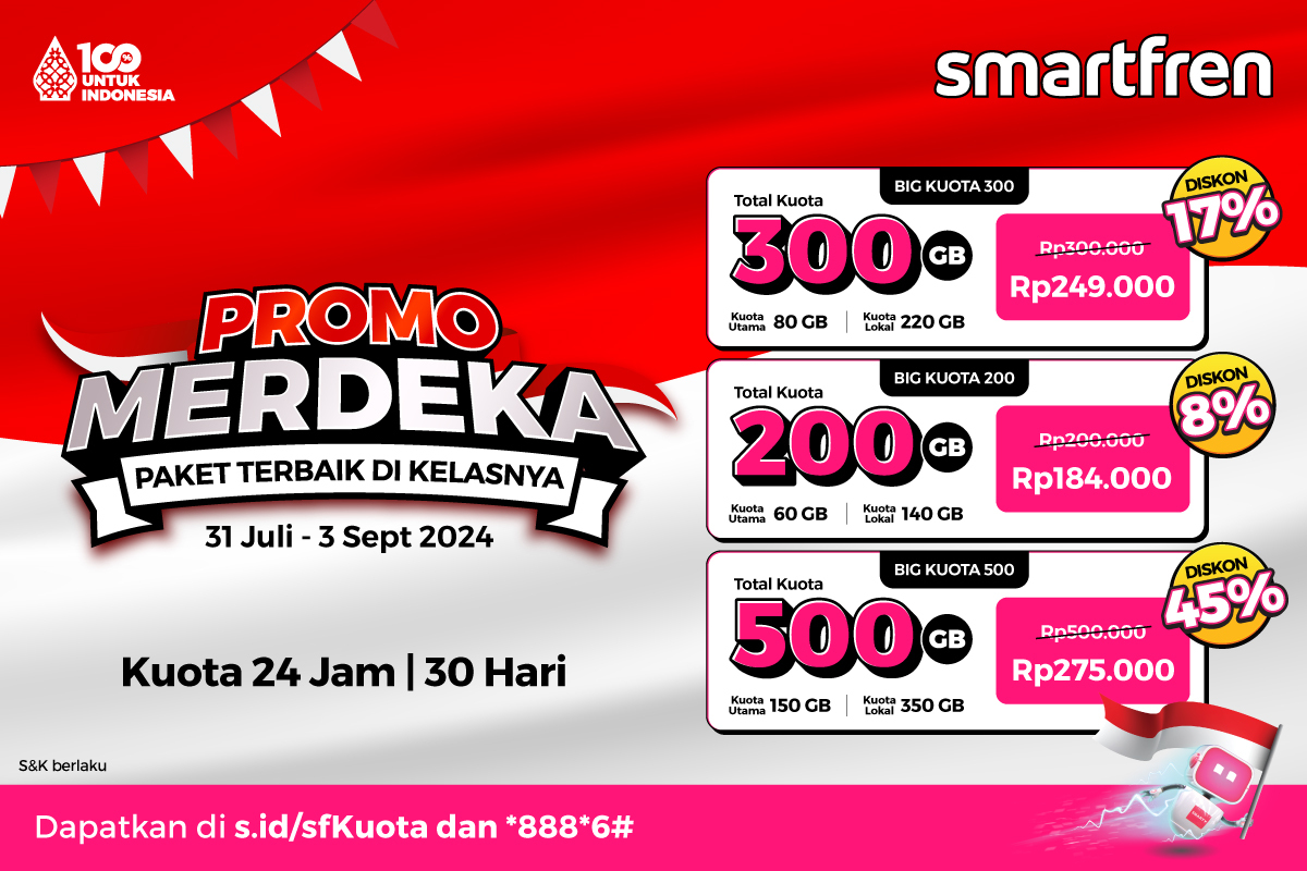 Smartfren Rayakan Kemerdekaan Republik Indonesia dengan Promo Kuota Internet Hingga 45 Persen