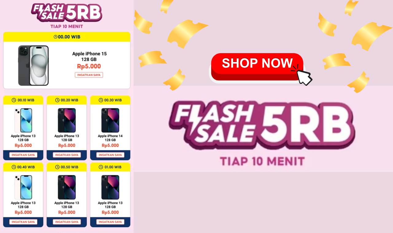 Flash Sale 5RB Tiap 10 Menit di Shopee: iPhone Cuma Segini? Gak Masuk Akal!