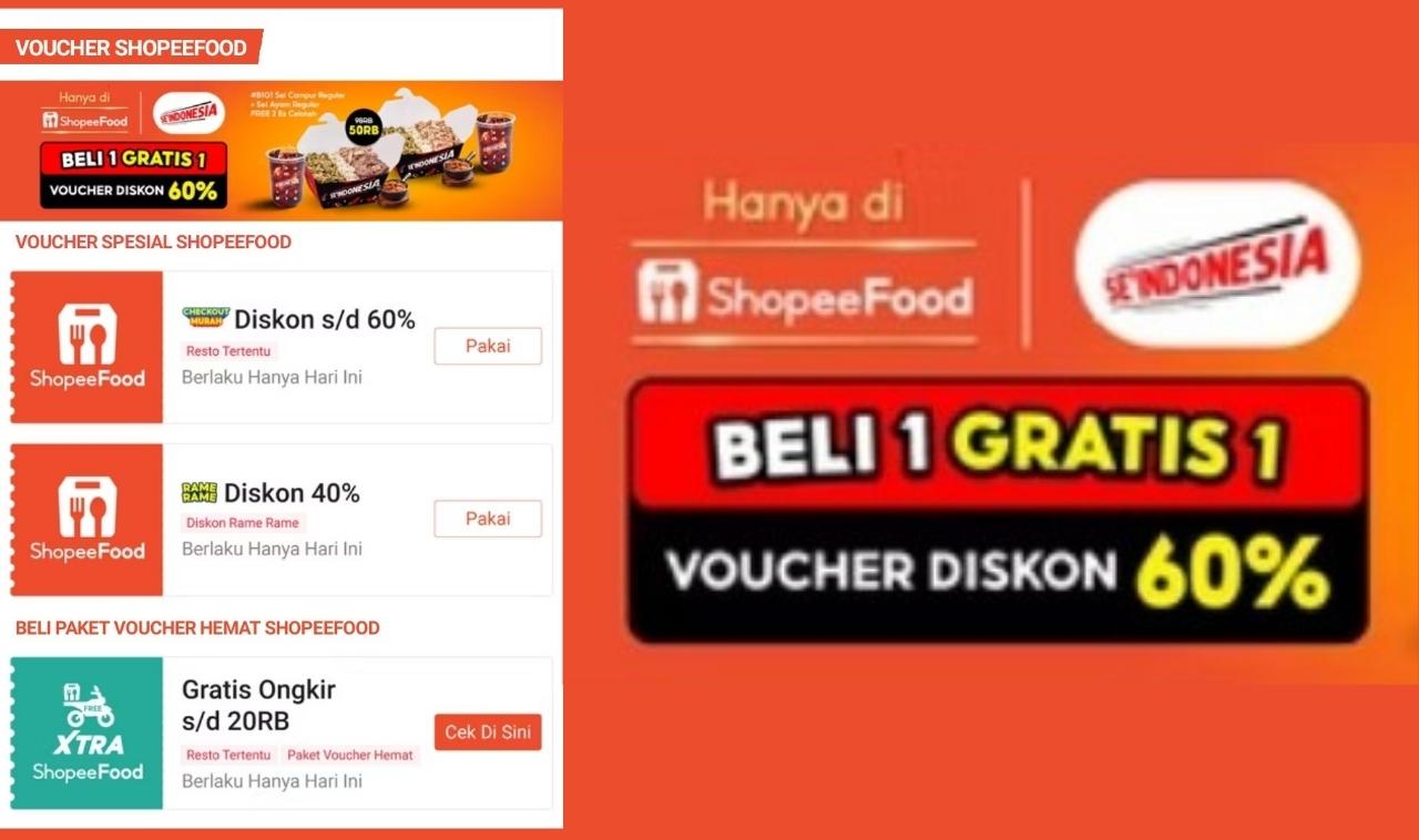 Voucher ShopeeFood Terungkap Hari Ini: Diskon 60%, Beli 1 Gratis 1 & Ongkir Rp20RB