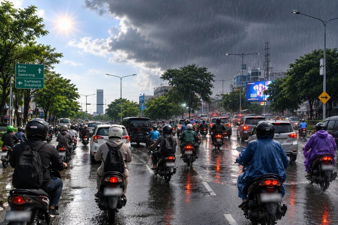 Cuaca Ekstrem Tak Menentu, Honda Jateng Bagikan Tips #Cari_Aman Bagi Pengendara Motor