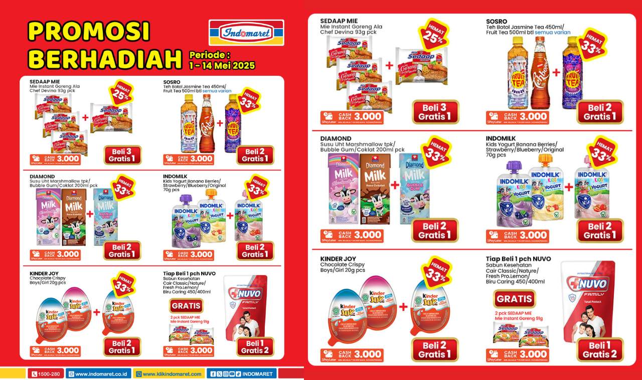 Belanja di Indomaret Ada Promosi Berhadiah, Diskon & Bonus Langsung hingga 14 Mei 2025!