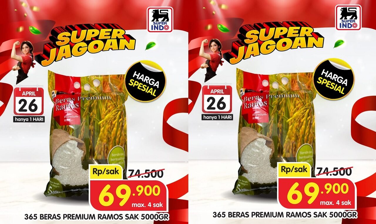 Hanya Hari Ini! Diskon Gila Beras Premium 5kg di Superindo, Turun Harga Drastis Jadi Rp60 Ribuan!
