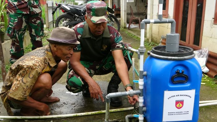 Filter Air Backwash, Inovasi Babinsa Koramil Lebakbarang untuk Bantu Warga Yang Kesulitan Air Bersih