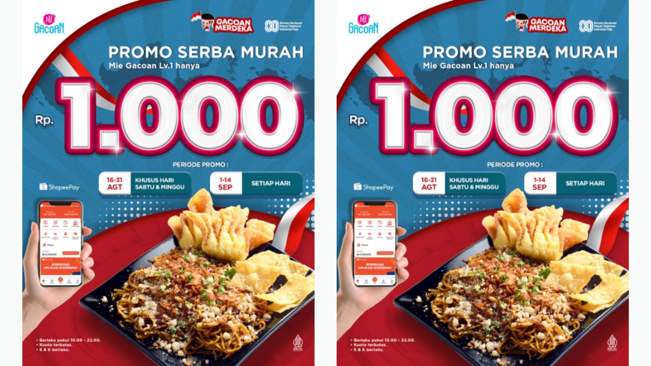 Mulai 16 Agustus 2025, Promo Serba Murah Mie Gacoan Cuma Rp 1.000!