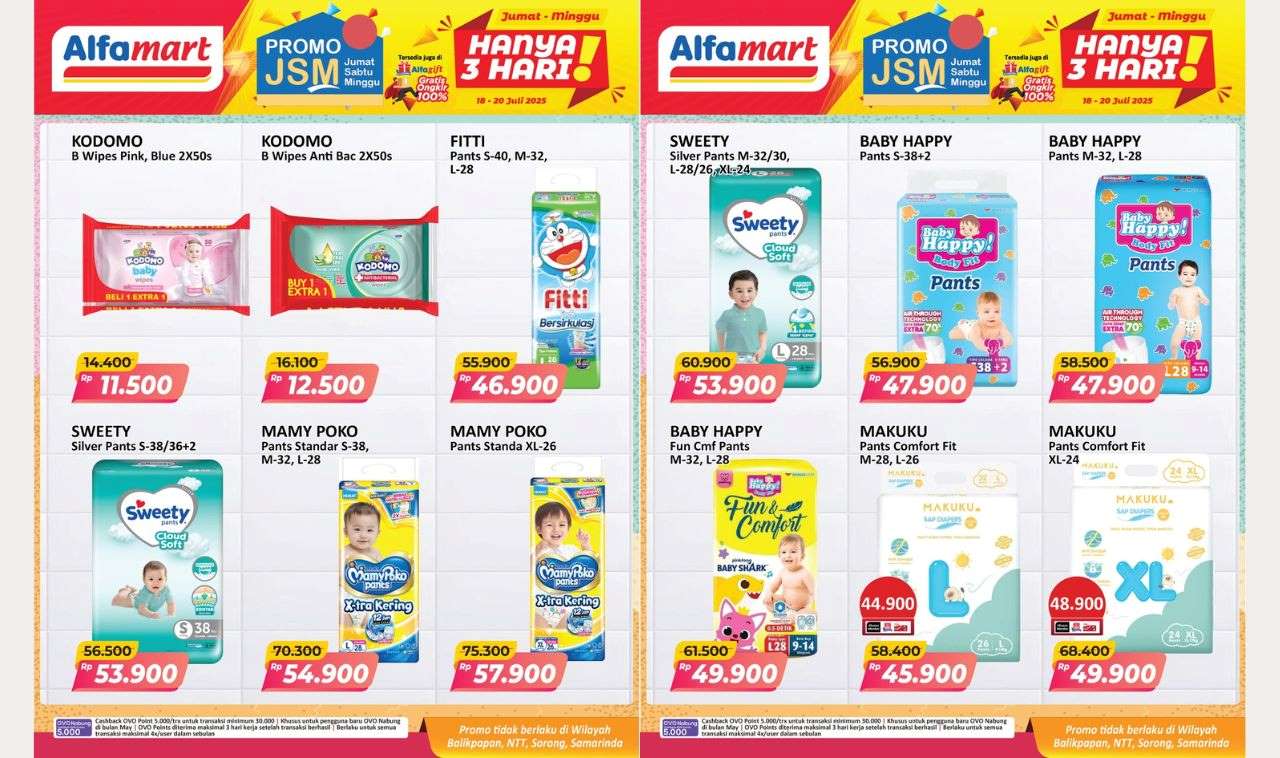 Jangan Sampai Ketinggalan! Promo JSM Alfamart Hanya 3 Hari Tisu Mulai Rp11.500 Popok Diskon Gede!