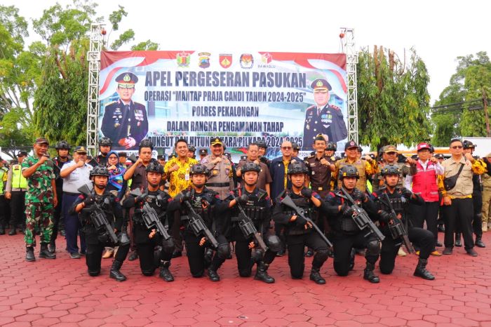 Apel Gelar Pergeseran Pasukan Pengamanan TPS, Kapolres Pekalongan Tegaskan Jaga Netralitas TNI-Polri