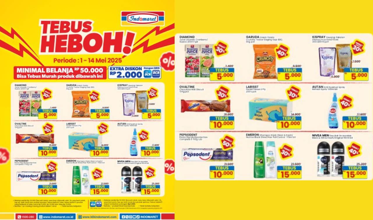 Tebus Heboh! Belanja di Indomaret min. 50.000 Bisa Tebus Murah Produk Pilihan Favoritmu!