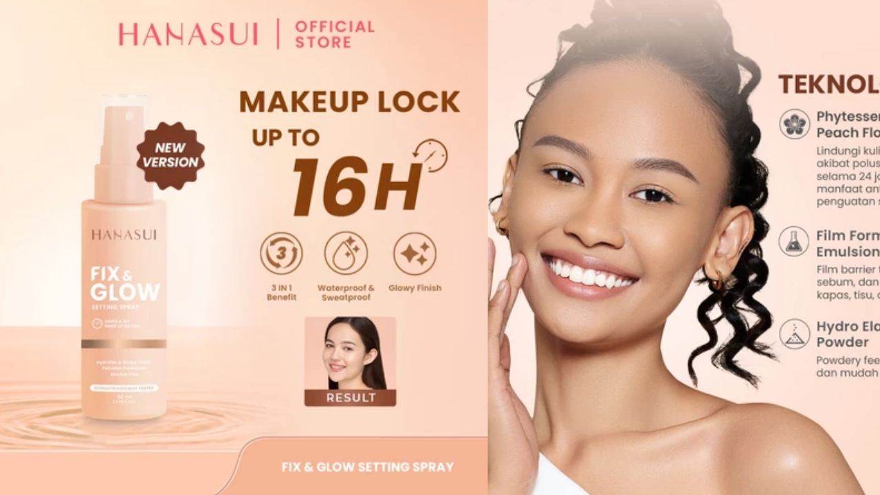 Review Hanasui Fix & Glow Setting Spray, Mengunci Makeup 12 Jam