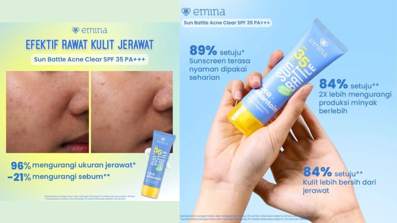 Review Emina Sun Battle SPF 35 PA+++ Acne Clear Airy Sunscreen, Cegah Tanda Penuaan 