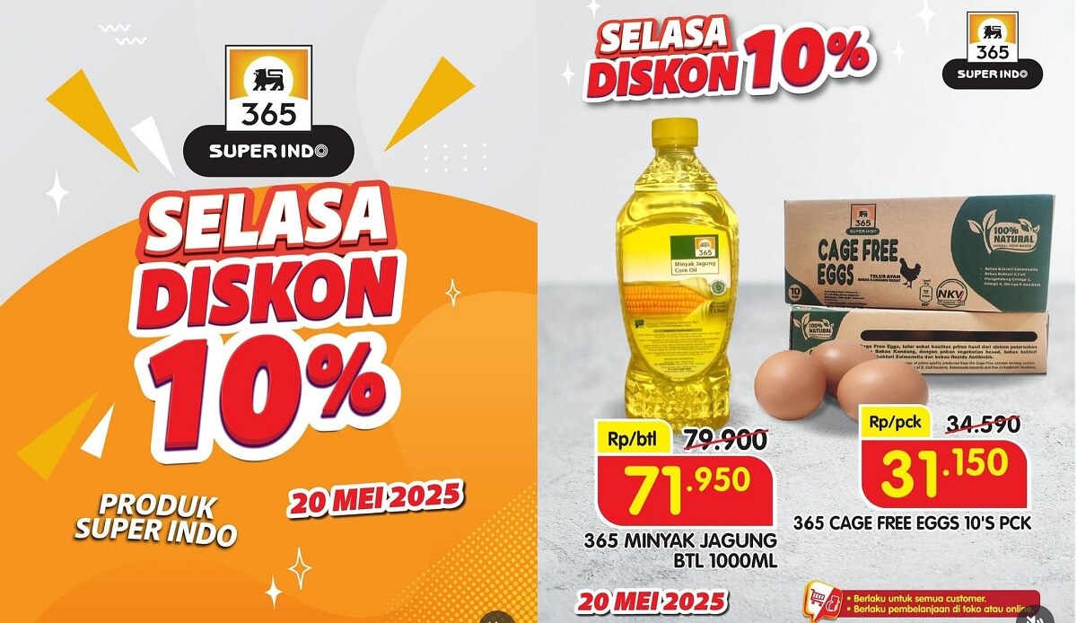 Hanya Hari Ini! Diskon Superindo 10% untuk Minyak, Telur, Sosis dan Tisu! Cek Harga Terbarunya di Sini