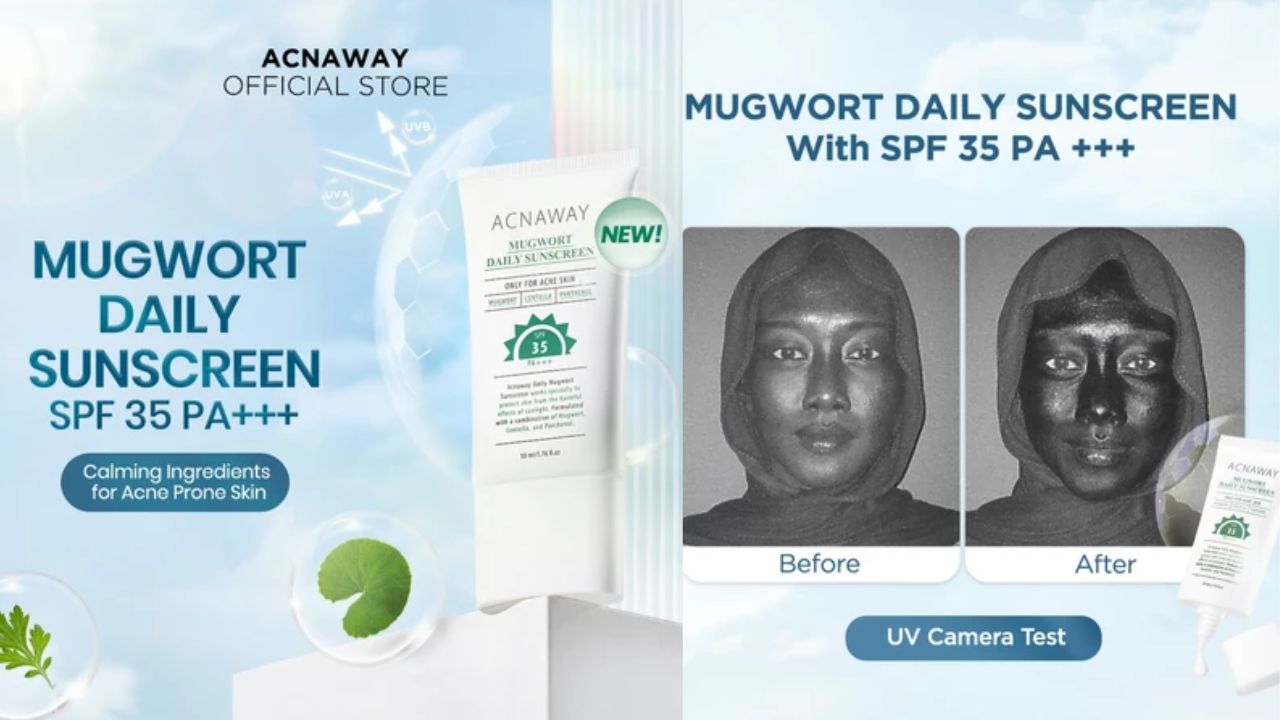 NEW LAUNCH! Review ACNAWAY Mugwort Daily Sunscreen SPF 35 PA+++ 