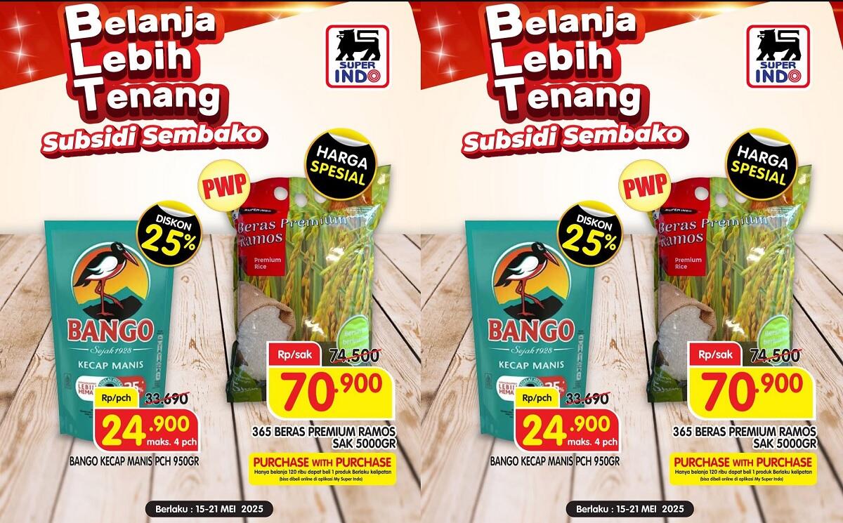 Gila Diskon! Beras Premium 5kg Cuma Rp70.900 dan Kecap Bango 950gr Rp24.900 di Superindo 15–21 Mei 2025