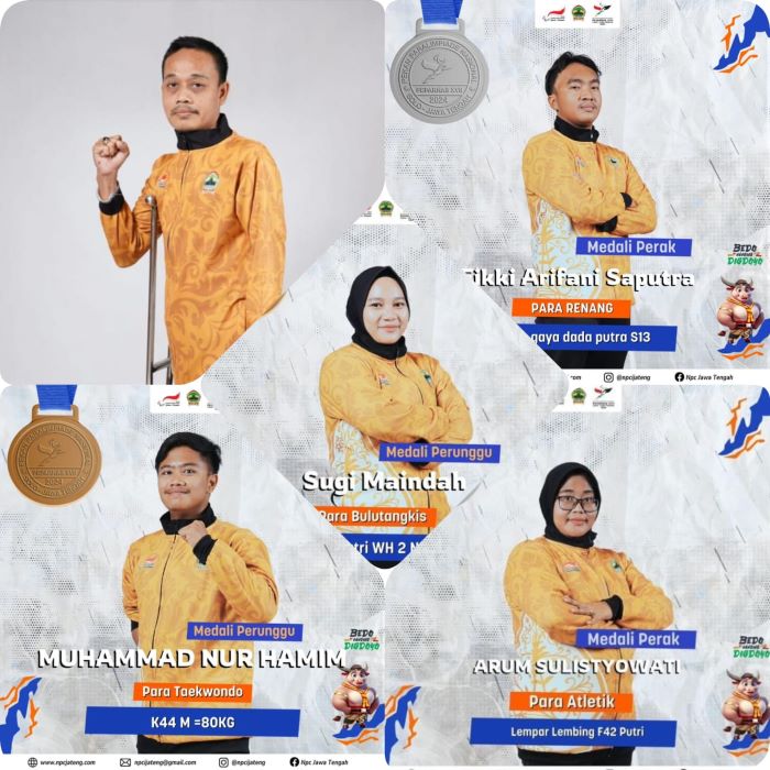 Atlet Disabilitas Binaan NPCI Kabupaten Pekalongan Sumbang 6 Medali di Peparnas 2024 di Solo