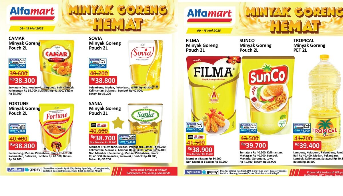 Promo Minyak Goreng Murah Mulai Rp30 Ribuan! Diskon Gila-Gilaan di Alfamart 9–15 Mei 2025!