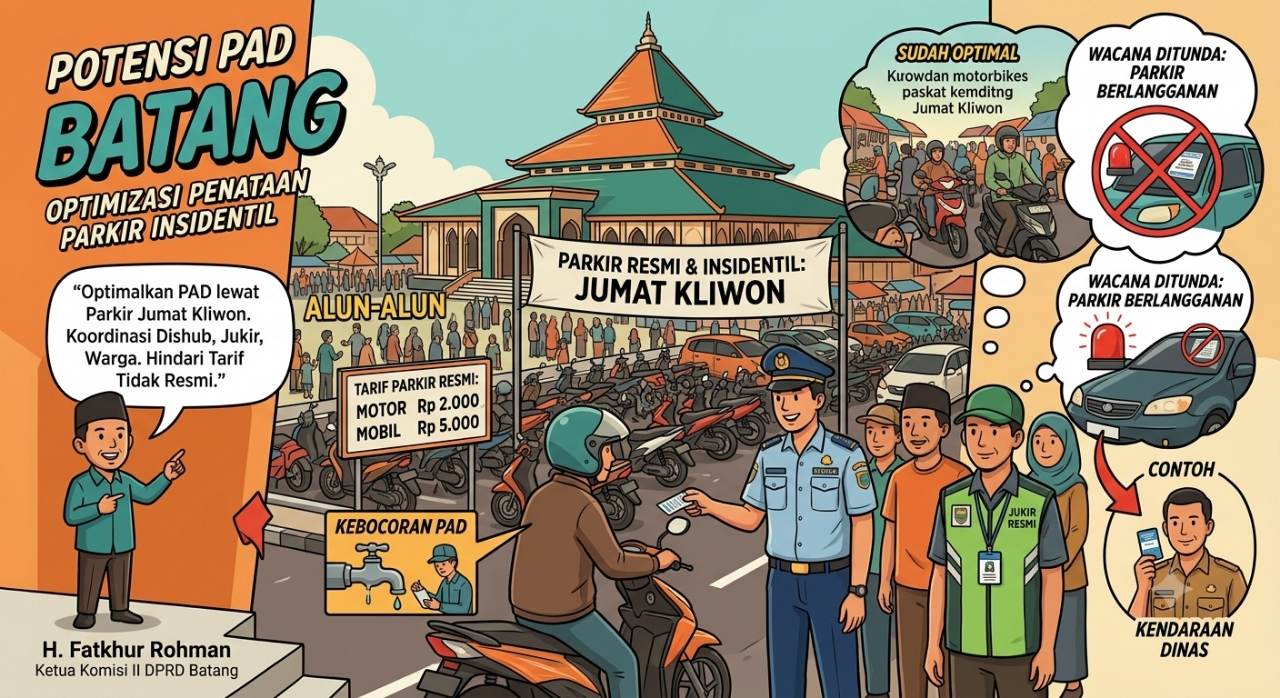 DPRD Dorong Optimalisasi Retribusi Parkir Insidentil di Alun-Alun Batang