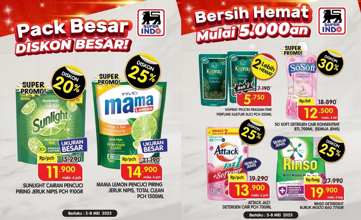 Diskon Gila Mei 2025! Produk Kebersihan Mulai Rp 5.000an di Superindo, Hemat Hingga 30%!
