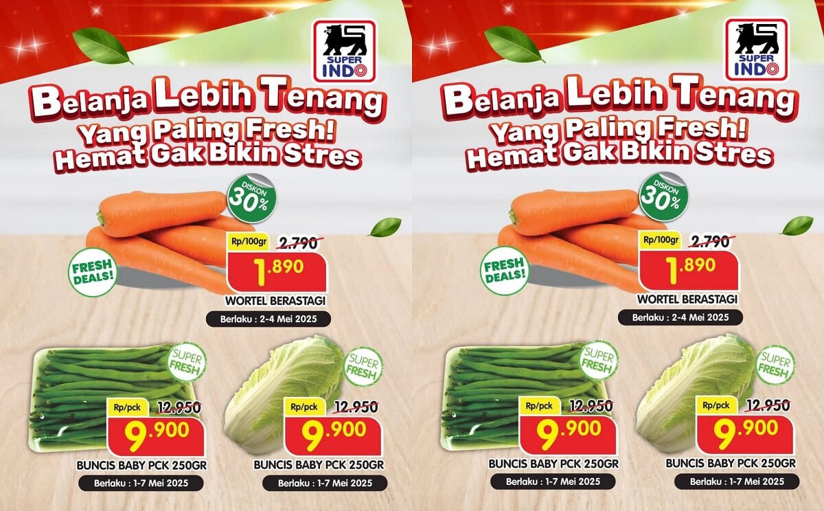 Belanja Sayuran Segar di Superindo Mulai Rp 9.900! Diskon Gila Wortel, Buncis dan Kol Cuma Minggu Ini!