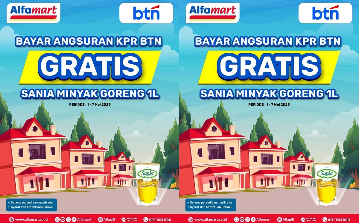 Promo Terbatas! Bayar KPR BTN di Alfamart dan Dapatkan Minyak Goreng GRATIS 1L, Hanya Sampai 14 Mei 2025!