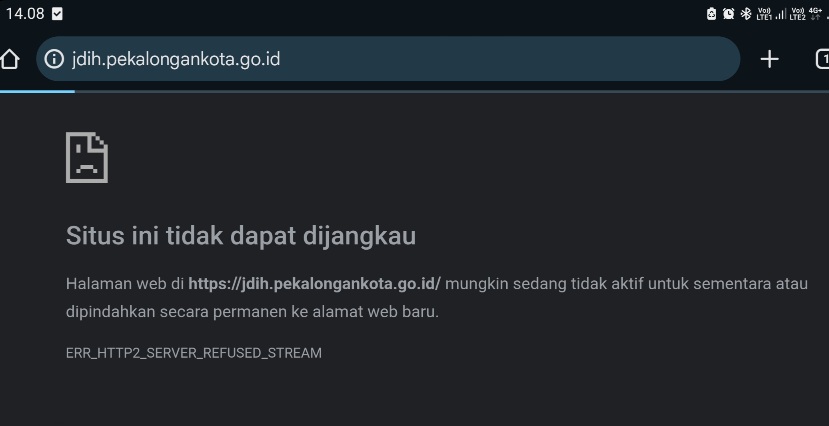 Situs Resmi JDIH Kota Pekalongan Tumbang, Diduga akibat Serangan Siber dan Tersusupi Iklan Judol