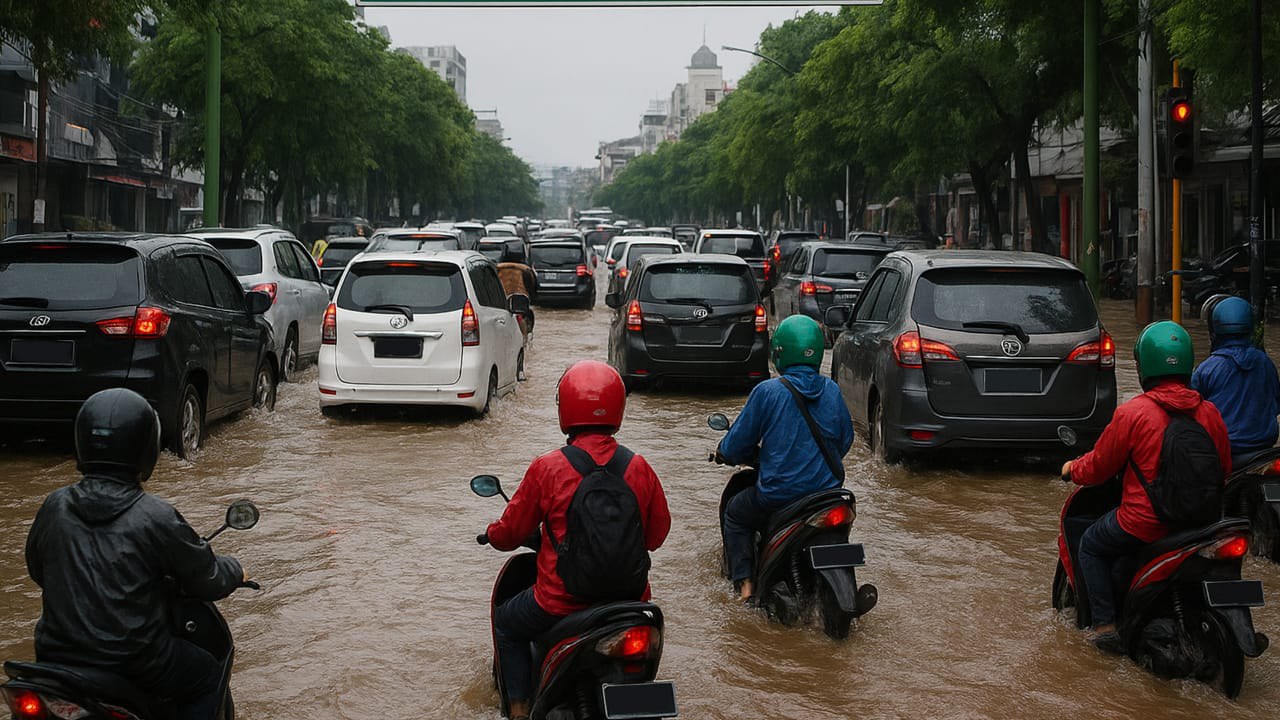 Tips Aman Naik Matic Saat Libas Banjir 