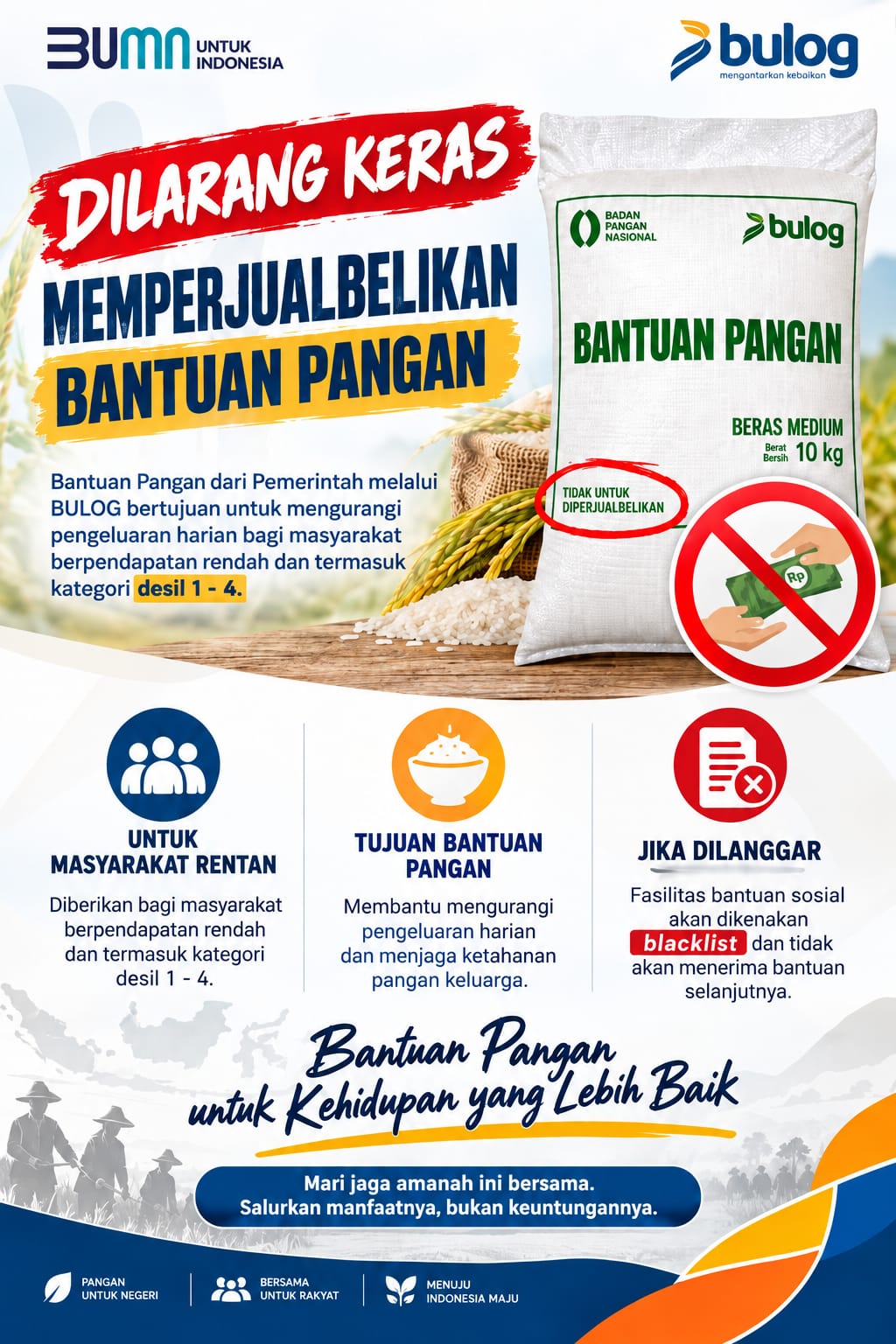  Beras Bantuan Bulog 10 Kg Dijual Bebas di Facebook, Dinsos P2KB Ingatkan Sanksi