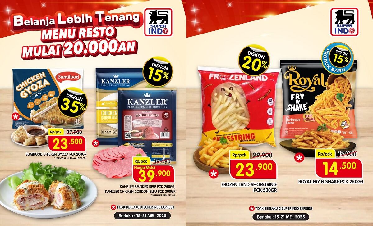 Promo Heboh Superindo! Menu Resto Mulai Rp 20 Ribuan, Diskon Hingga 35% Berlaku Sampai 21 Mei 2025!