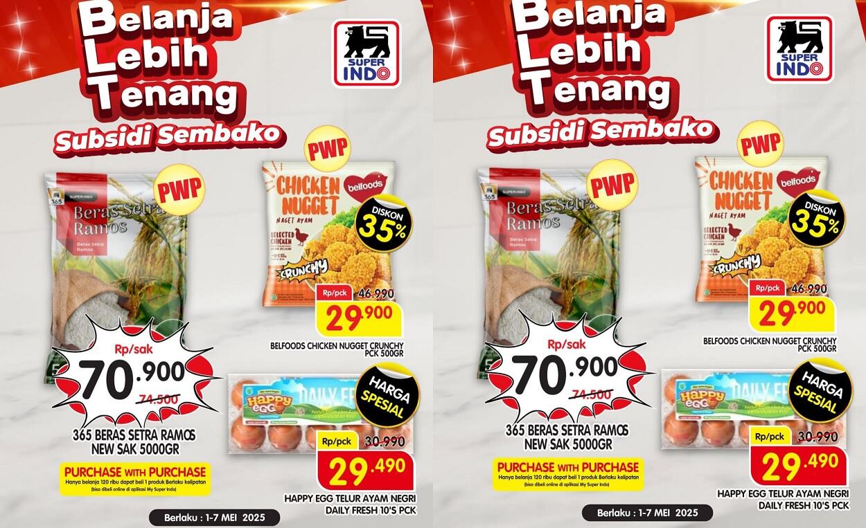 Promo Gila Awal Mei! Superindo Bagi-Bagi Subsidi Sembako, Beras dan Nugget serta Telur Murah Banget!