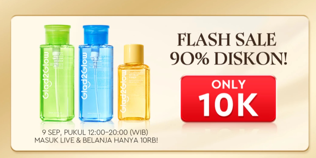 Flash Sale Shopee 9.9! Micellar Water Glad2Glow Cuma 10 ribu