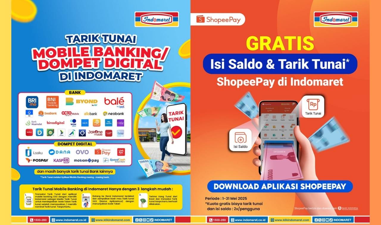 Gratis Isi Saldo dan Tarik Tunai ShopeePay di Indomaret Selama Mei 2025, Tanpa Biaya Admin!