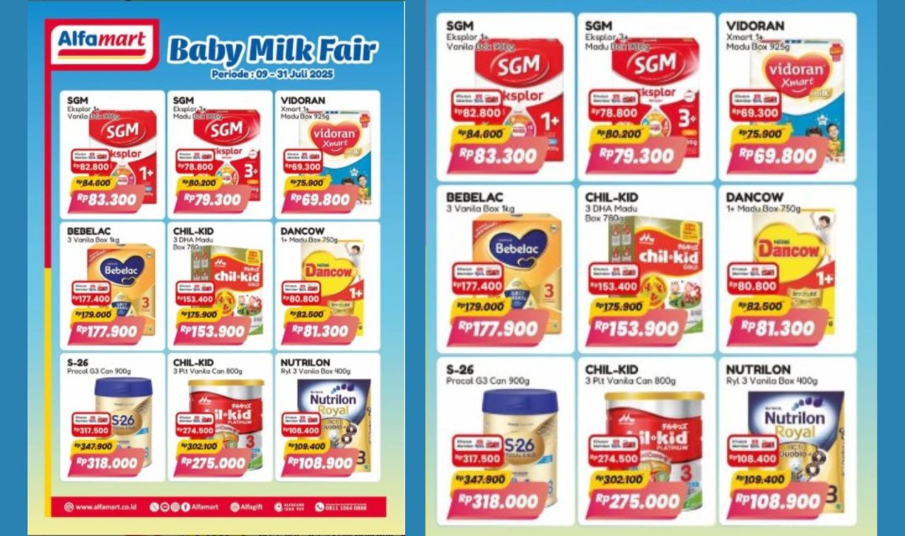 Spesial Promo! Buruan Cek Promo Alfamart Baby Milk Fair Mulai Rp69.800 Berlaku Hingga 31 Juli 2025