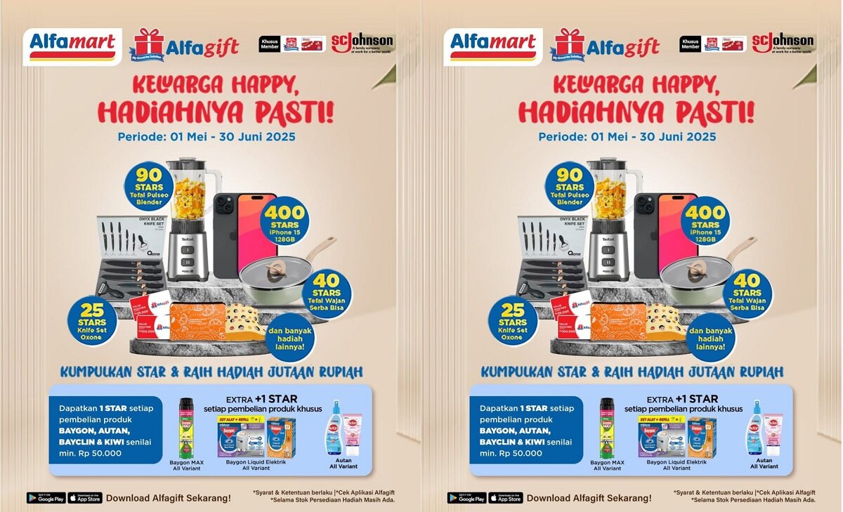 Promo Alfamart Terbaru Mei-Juni 2025! Kumpulkan Star dan Menangkan iPhone 15 + Diskon Spesial Belanja Rp50.000