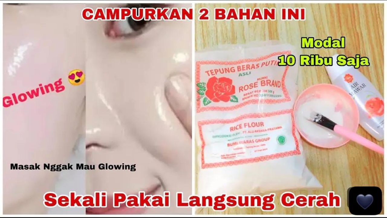 3 Cara Alami Memutihkan Wajah dengan Masker Tepung Beras, Cuma Modal Bahan Dapur Wajah Langsung Glowing