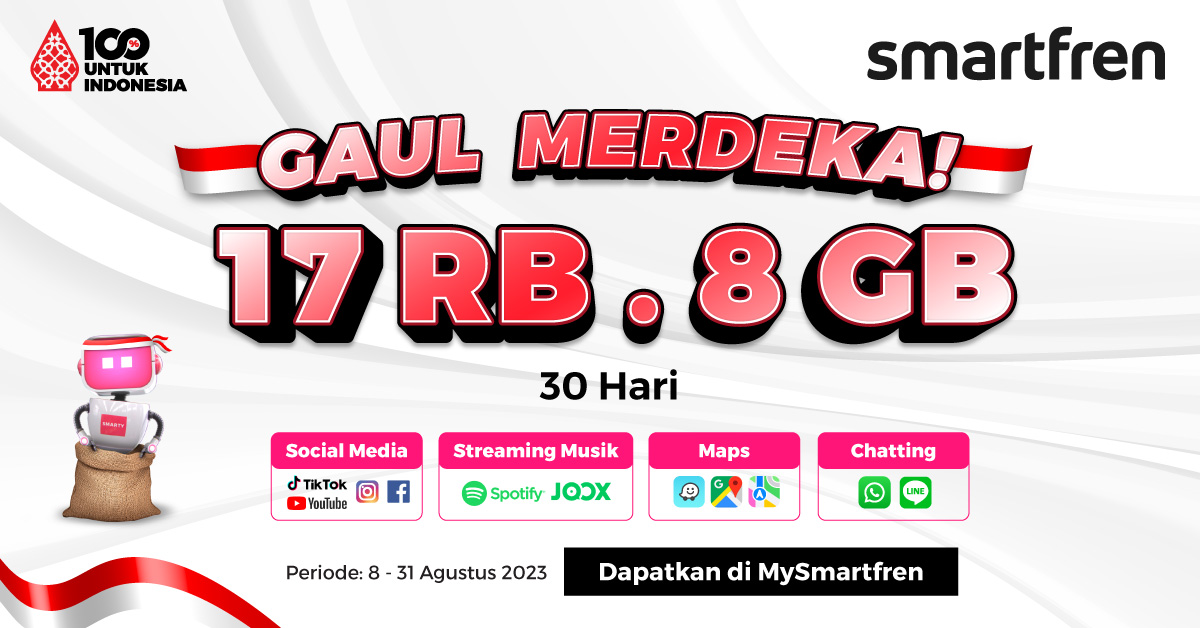 Rayakan Kemerdekaan RI Ke-78, Smartfren Hadirkan Promo Paket Gaul Merdeka 