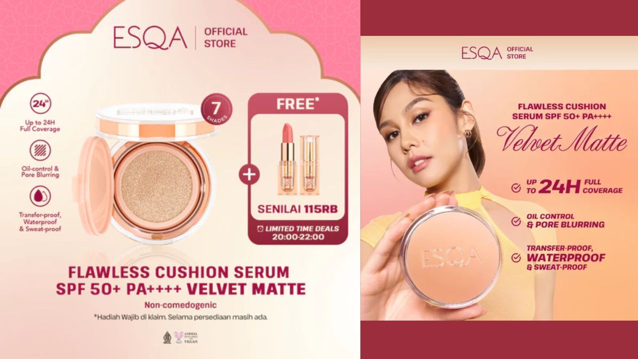 NEW LAUNCH! Review ESQA Flawless Cushion Serum SPF 50+ PA++++ Velvet Matte, Ada 8 Shades