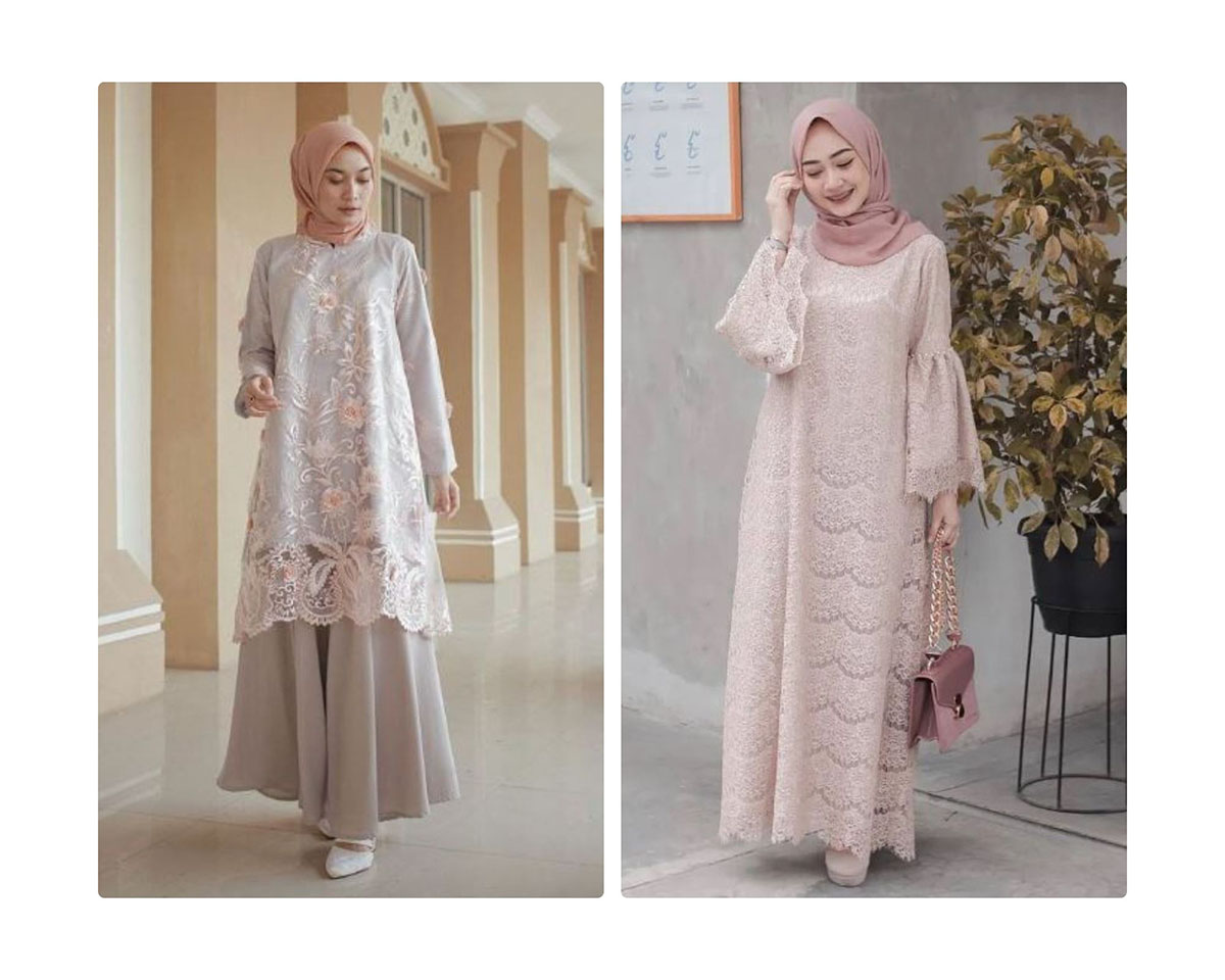 Tampil Glamor dengan Gamis Brokat Kombinasi Polos Terbaru, Tren Fashion Ramadhan untuk Fashionista Sejati!