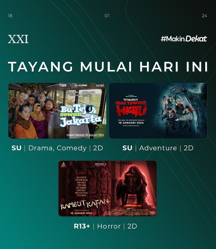 Jadwal Bioskop Pekalongan Hari Ini Selasa 23 Januari 2024, Masih Tayang Film Horor Rambut Kafan 