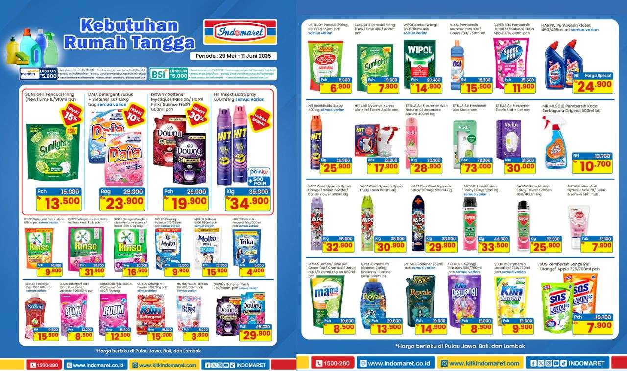 Diskon Belanja Kebutuhan Rumah Tangga di Indomaret Mulai Rp6.900! Cek Promo 29 Mei–11 Juni 2025