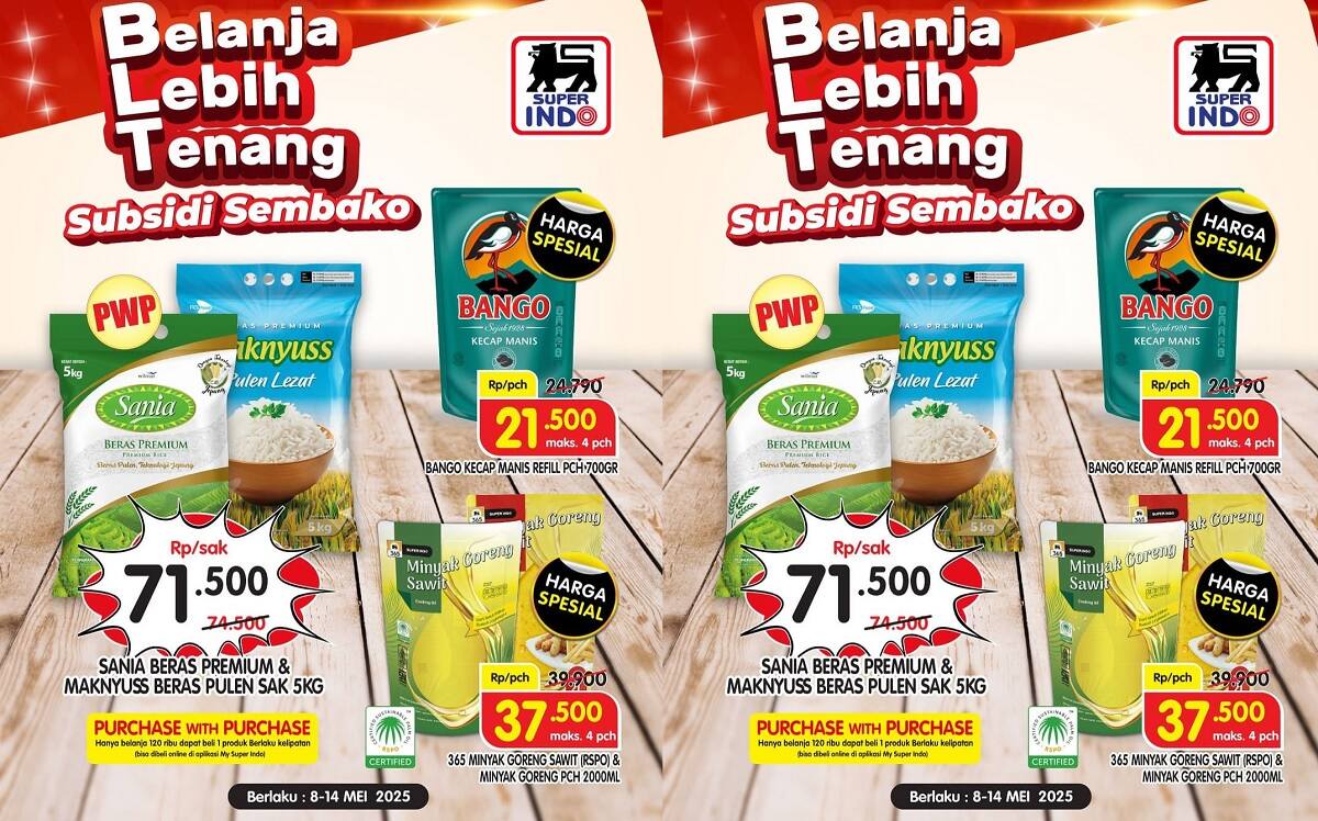 Diskon Besar! Subsidi Sembako Superindo 8–14 Mei 2025: Beras 5KG Cuma Rp 71.500, Minyak & Kecap Juga Murah!