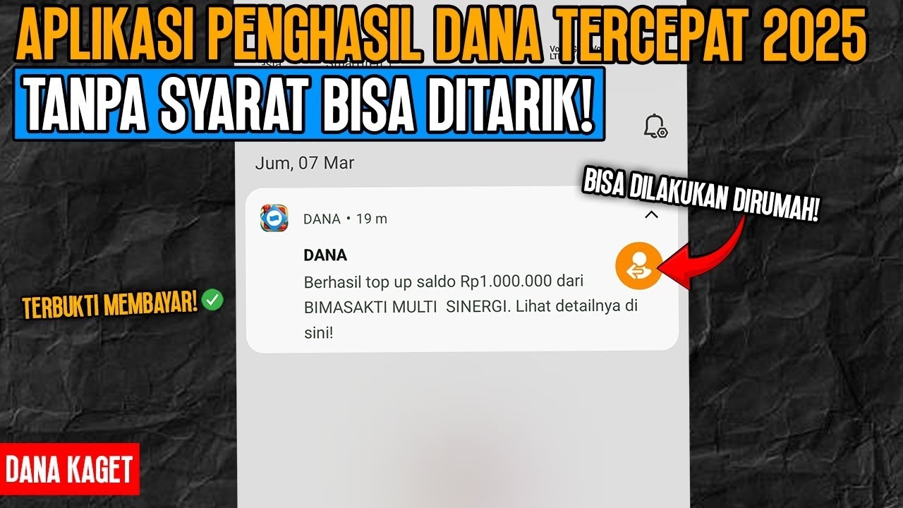 5 Aplikasi Penghasil Uang Terbaik Maret 2025, Cuan Saldo DANA Rp100 Ribu per Hari!