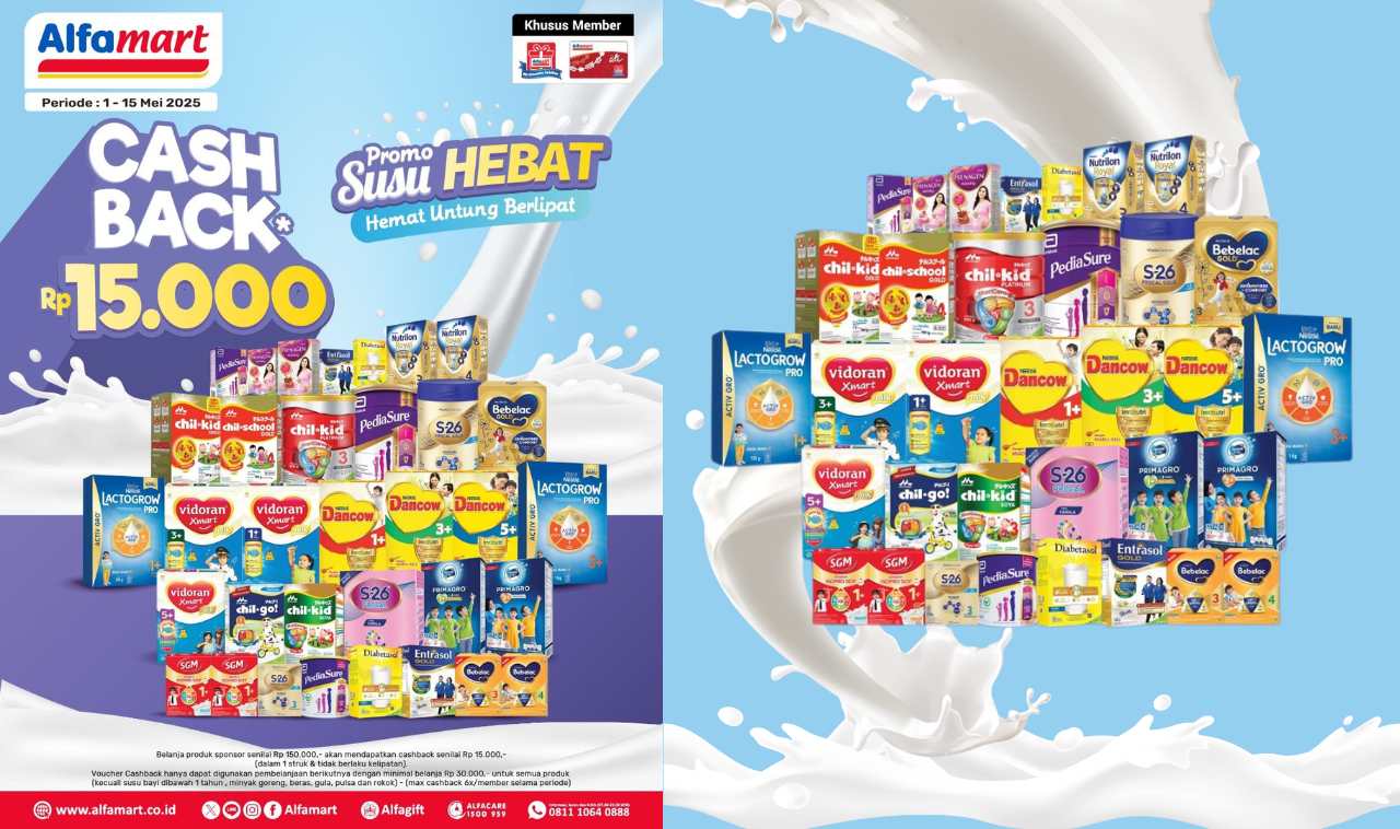 Promo Susu Hebat dari Alfamart Cashback Rp15.000! Belanja Cerdas, Nutrisi Berkualitas!