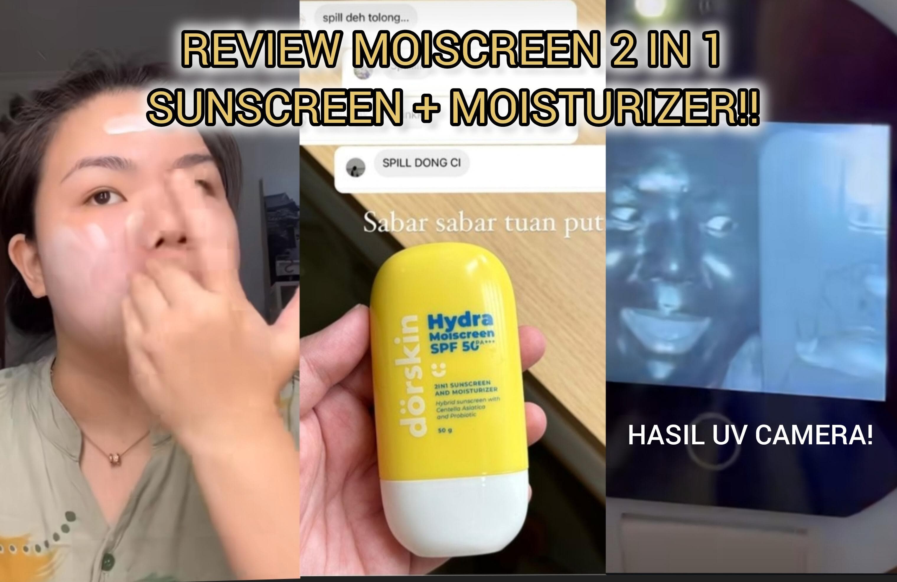 Skincare Lokal Pertama 2in1 Sunscreen Sekaligus Moisturizer SPF 50! Selebgram Ini Tes di UV Camera, Hasilnya..