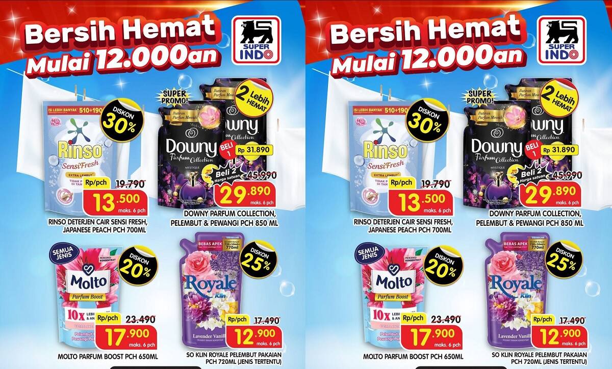 Diskon Hingga 30%! Promo JSM Superindo Periode 16–18 Mei 2025: Rinso, Downy, Molto Mulai Rp 12 Ribuan