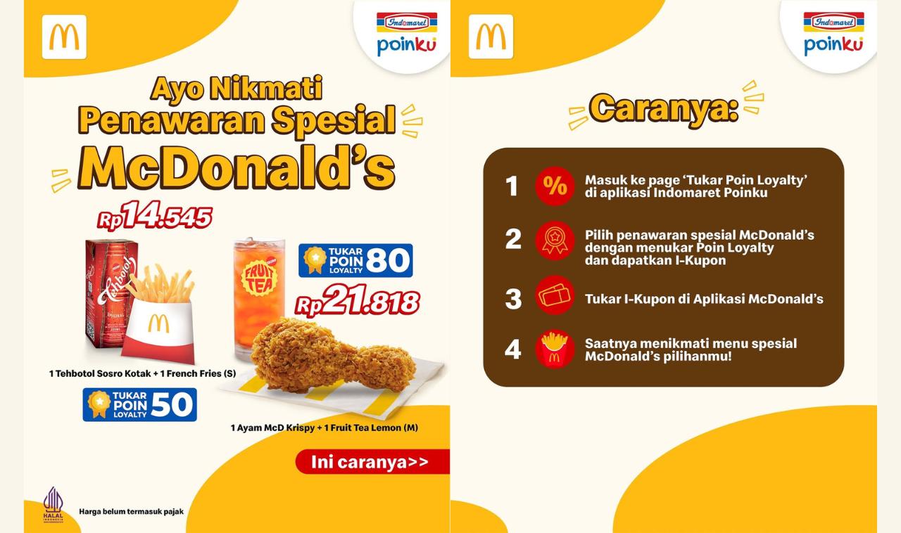 Ayo Nikmati Penawaran Spesial McDonald's Mulai Rp14.545, Tukar Poin di Aplikasi Poinku Sekarang!