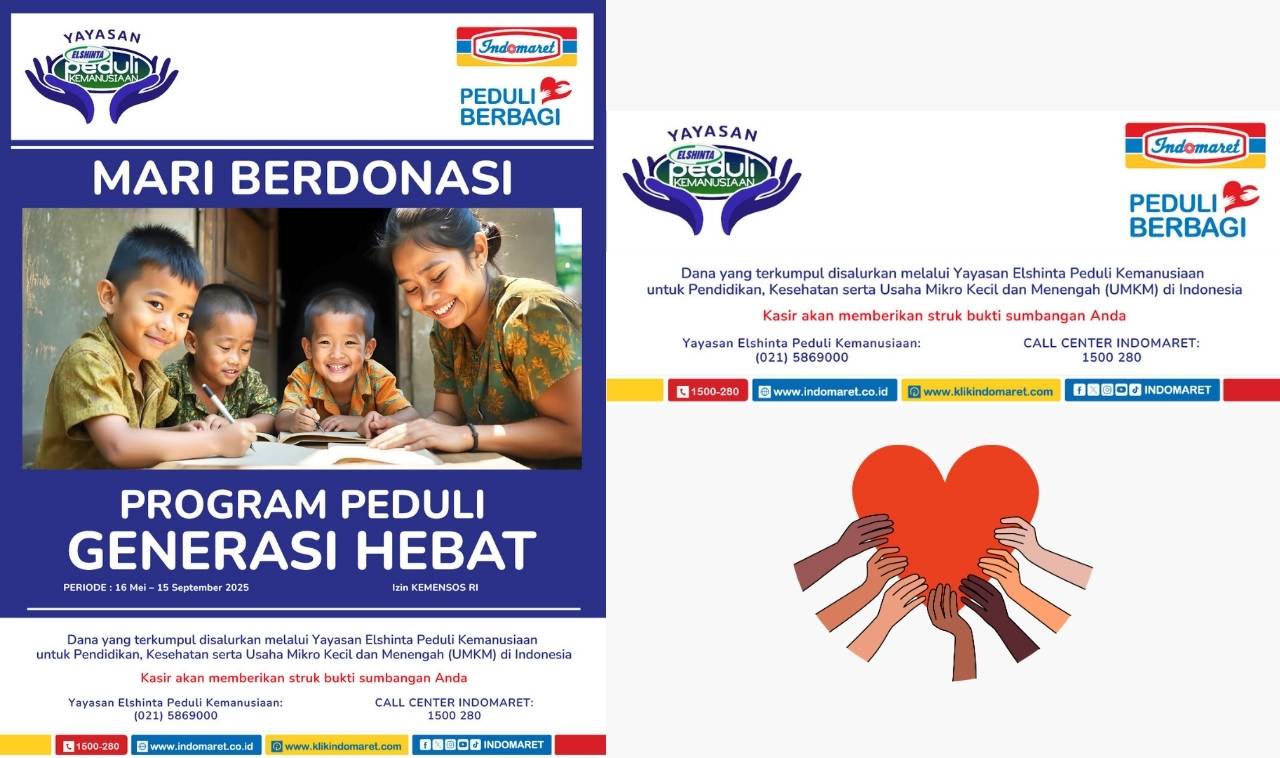 Mari Berdonasi Program Peduli Generasi Hebat di Indomaret Mulai Rp1.000, Bantu Masa Depan Anak Bangsa!