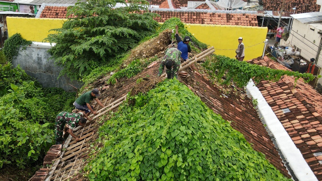 Kodim Pekalongan Perbaiki Rumah Tak Layak Huni Milik Warga, Kondisi Rumah Dipenuhi Akar Pohon dan Tanaman Liar