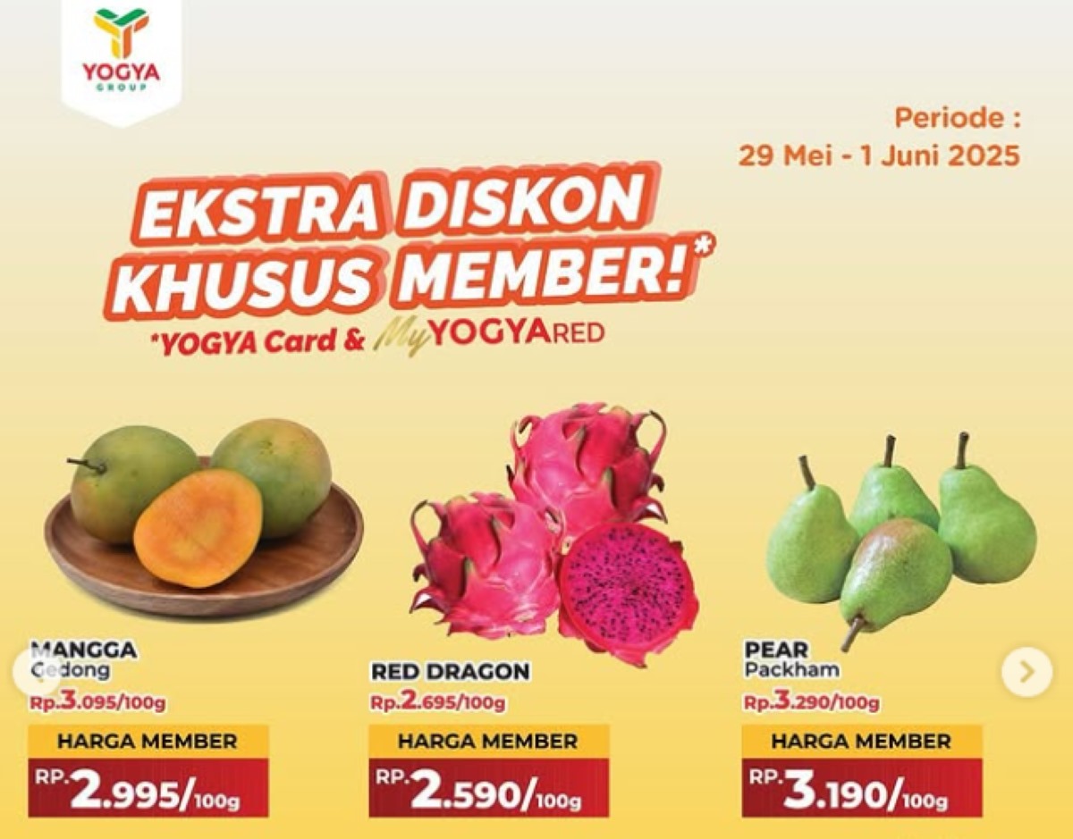 Cuma Sampai Besok, Promo Buah Segar dari Mangga hingga Anggur mulai dari seribuan di YOGYA Pekalongan 