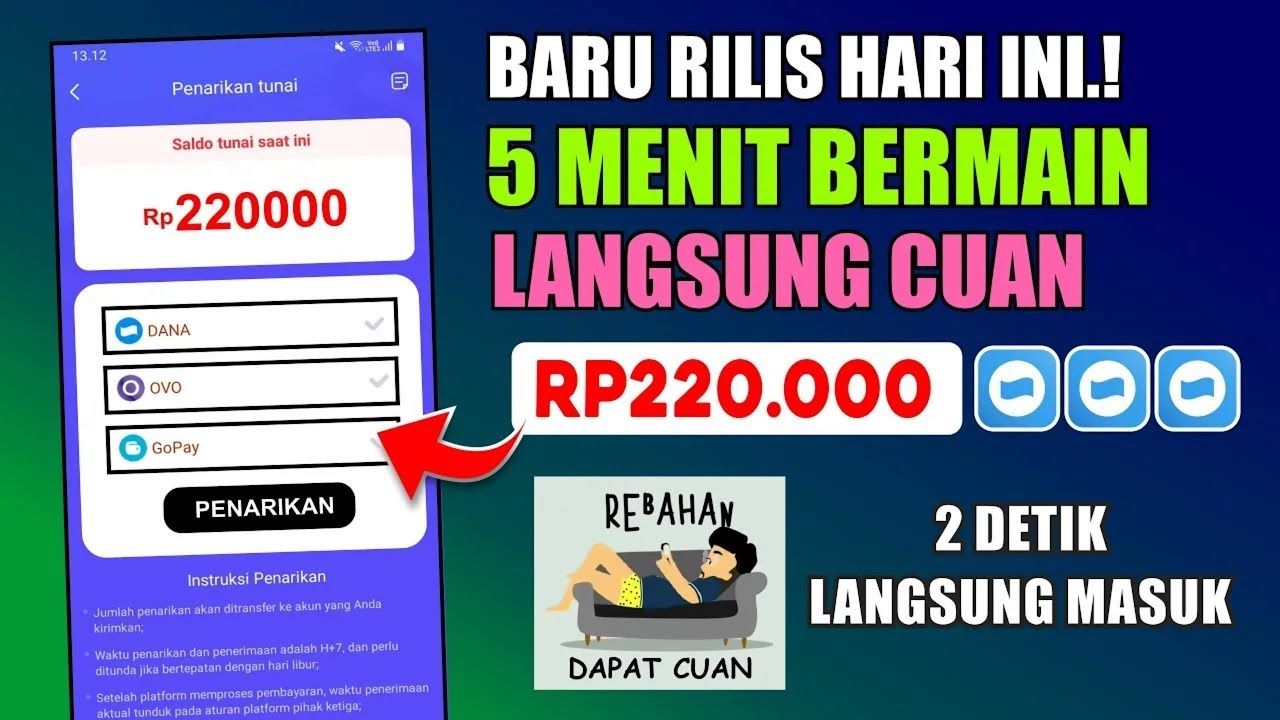 Cuman Main Game 5 Menit Langsung Cair 220 Ribu Rupiah! Aplikasi Penghasil Uang Saldo di Dana Terbaru