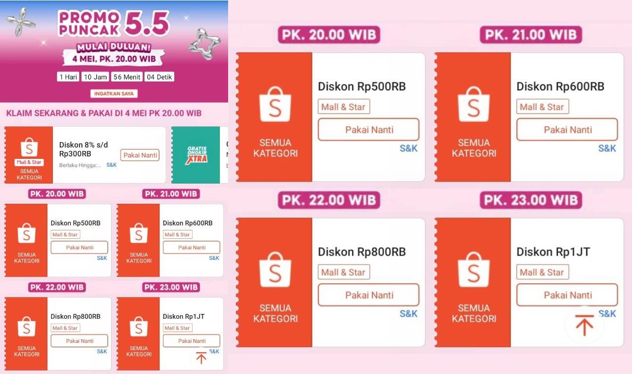 Siap-Siap! Promo Puncak 5.5 Shopee Dimulai, Diskon Hingga Rp1 Juta Menanti!