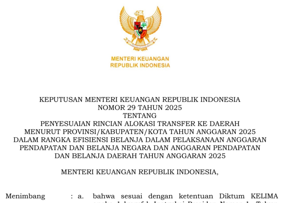 Pemangkasan Dana Transfer 2025: Sri Mulyani Hapus DAU Bidang PU Kota Pekalongan